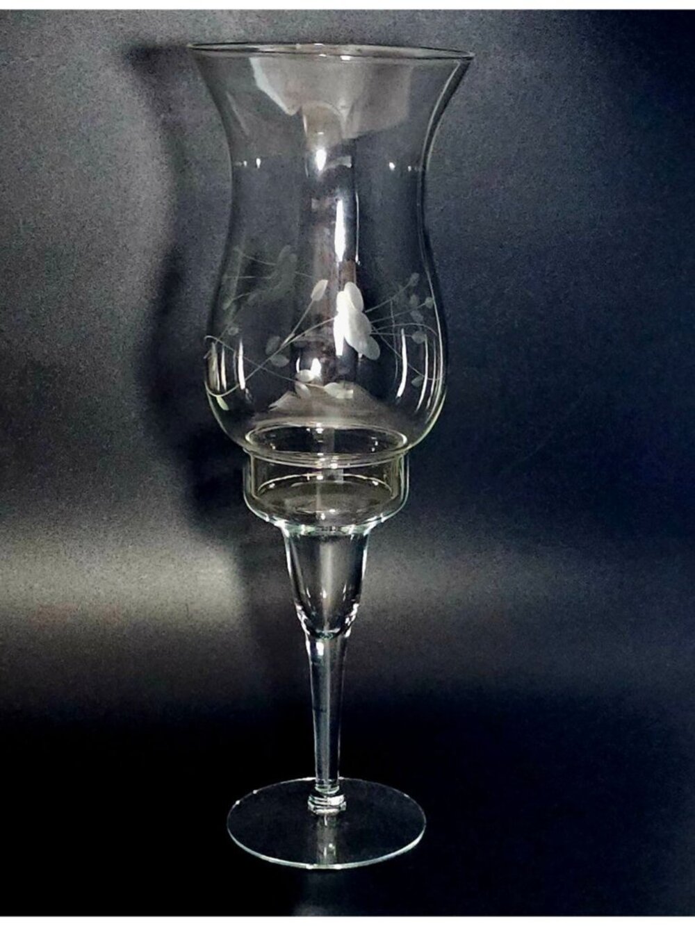 Princess House Heritage Hurricane Candleholder 12" romantic crystal floral etch